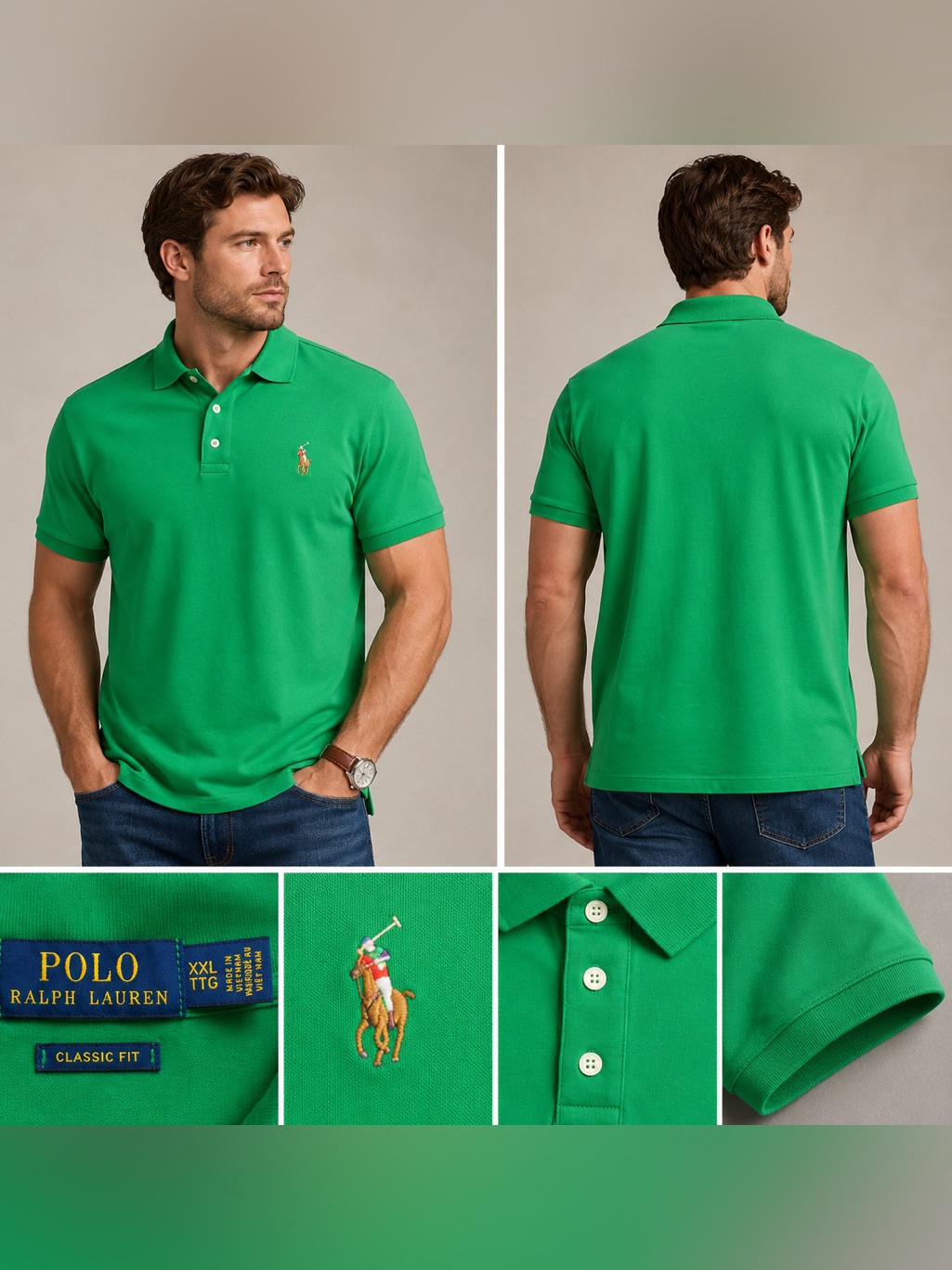 Polo Ralph Lauren Classic Fit Polo Shirt Men's Xxl Green Pony Cotton Golf